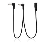 Câble d'alimentation Daisy Chain pour pédale de guitare - Répartiteur à angle droit 5,5 x 2,1 mm, cordon d'alimentation 9 V pour pédales d'effets, pédaliers et accessoires de guitare (2 voies)
