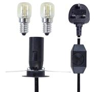 Câble D'alimentation De Rechange Pour Lampe De Sel De L'himalaya E14, 1,5 M, Cordon D'alimentation De Rechange Avec Variateur D'intensité Et 2 Ampoules