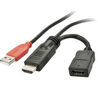 Câble d'alimentation direct LINDY HDMI Fiche mâle HDMI-A, USB-A mâle, Prise femelle HDMI-A 0.15 m noir 41080 Câble HDMI