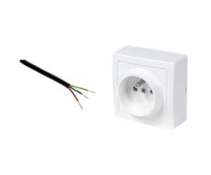 Câble d'alimentation électrique U1000R2V 3G2,5 Noir - 10m - Zenitech & Interrupteur va et vient sans Fil - Prises electriques Standard - Prise extra plate - Prise murale