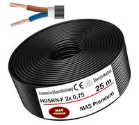 Câble d'alimentation en caoutchouc H05RN-F - 2 x 0,75 mm² - Flexible - Pour appareils lourds - De 5 à 100 m - 25 m