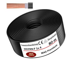 Câble d'alimentation en caoutchouc H07RN-F 1 x 4 mm² - Flexible - Pour appareils lourds - De 5 à 100 m - 80 m