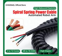 Câble d'alimentation en spirale à ressort, 2 3 4 5 6 7 8 9 10 12 18 cœurs 28 24 22 20 18awg, haute élasticité, extension de la bobine rétractable, fil PU 12 Cores
