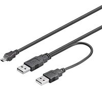 Câble d'alimentation en Y Mini USB vers USB 2.0, Mini USB A Femelle vers 2 fiches A, Couleur : Noir, Longueur : 0,4 m + 0,5 m