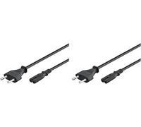 Câble d'alimentation Euro 2 pôles Prise Euro Type C & C7 Femelle/câble d'alimentation Universel/câble de raccordement Euro/pour PS3, PS4, PS5, Xbox/Noir/câble de rallonge 1.8m
