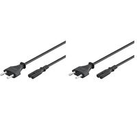 Câble d'alimentation Euro 2 pôles Prise Euro Type C & C7 Femelle/câble universel/rallonge 1.8m pour PS3, PS4, PS5, Xbox Noir