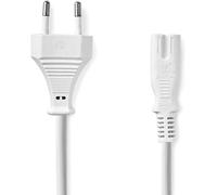 Câble d'alimentation Euro M - C7 Euro Mâle - IEC-320-C7 2 m BLANC Bîpolaire en 8.