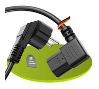 Câble d'alimentation Euro, Prise Schuko 90° en IEC C13 90°, câble Accessoire pour appareils électroménagers, 5 m, Noir