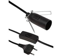Câble d'alimentation européen McPower avec Interrupteur et Douille E14, 3,5 m, idéal pour Lampes et Lampes | Rénovation (Noir)