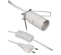 Câble d'alimentation européen McPower avec Interrupteur et Douille E14, 3,5 m, idéal pour Les Lampes et Les luminaires | Rénovation (Blanc)