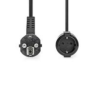 Câble d'alimentation - Fiche de Contact de Protection - Prise de Contact de Protection - Coudé - Droit - Nickelé - 2 m - Rond - PVC - Noir - Étiquette