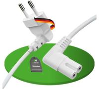 câble d'alimentation, fiche Euro 90° à Prise C7 IEC 90°, câble d'alimentation Euro pour appareils ménagers, 2,00 m, Blanc