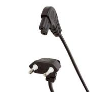 Câble d'alimentation fiche Euro vers C7 coudé 0,75 m Noir | Fiche Euro vers prise C7 coudée à droite, idéal pour TV, radio, consoles de jeux et appareils audio