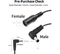 Câble d'alimentation Flexible 5 M 5,5 x 2,1 mm Connecteur, Extension à 90 Degrés pour NETGEAR RBK763S, RAX10, TP-Link AX55, Reolink RLC-510WA, Imou IPC-S7CP-3MOWE, Deco M4, Arduino UNO R3