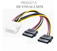 Câble d'alimentation IDE Molex 4 broches vers 2 x SATA, séparateur Serial ATA Y, pilote dur, double rallonge, connecteur adaptateur-IDE to 2xSATA
