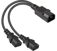 Câble d'alimentation IEC 320 C14 vers double C13 de 0,3 m,câble de conversion AC répartiteur en Y C14 mâle vers 2 x C13 femelle,adapté pour ordinateur,projecteur,scanner,imprimante,etc.