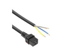 - Câble d'alimentation - IEC 60320 C19 verrouillage pour extrémité ouverte - CA 230 V - 16 A - 2 m - noir, RAL 9011 (pack de 5)