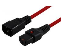 Câble d'alimentation IEC C14/IEC C13 droit M/F 1m rouge avec verrouillage IEC LOCK