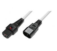 Câble d'alimentation IEC C14/IEC C13 droit M/F 3m blanc avec verrouillage IEC LOCK