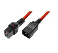 Câble d'alimentation IEC C20/IEC C19 droit M/F 2m rouge avec verrou IEC LOCK