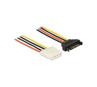 Câble d'alimentation interne DeLOCK 60137, 0.5m, SATA 15-pin mâle vers Molex (4-pin) femelle, connecteurs droits, noir/rouge/blanc/jaune