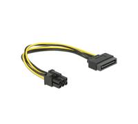 Câble d'Alimentation Interne DeLOCK 82924 - Longueur 0,21m, Connecteurs SATA Mâle vers PCI-E Mâle, Noir/Jaune