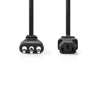 Câble d'alimentation | Italie Mâle | IEC-320-C13 | Droit | Droit | Plaqué Nickel | 2.00 m | Rond | PVC | Noir | Label