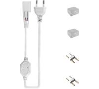 Câble d'alimentation LED 1,5 m avec Bouton de Commutation, pour Bandes Néon LED 220-240V, Comprend un Embout en 2 Pièces, un Kit de Broches en 2 Pièces