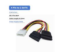 Câble d'alimentation Molex IDE vers 2 Serial ATA,4 broches,séparateur SATA Y,extension de disque dur pour touristes,connecteur adaptateur - Type Molex to 2 x SATA