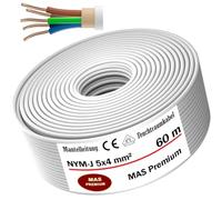 Câble d'alimentation NYM-J 5 x 4 mm² pour pièces humides - Pour une pose fixe (60 m)