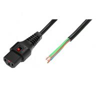 Câble d'alimentation OPEN/IEC C13 femelle droit 5m noir avec verrou IEC LOCK