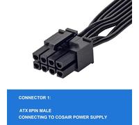 Câble d'alimentation PCIE pour Corsair,PSU 8 broches mâle vers PCIe 8 broches (6+2) mâle pour Corsair Modular Power Supply RM/HX/CX-M Series