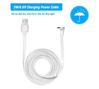 Câble d'alimentation plat étanche de 2 m pour Arlo Pro/Pro2/GO/Light - Alliage d'aluminium, micro USB, sans prise, blanc