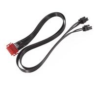 Câble d'alimentation plat noir 12 broches vers double 8 broches 30 cm Connecteur d'alimentation GPU composant d'ordinateur