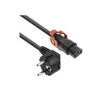 - Câble d'alimentation - power CEE 7/7 incliné pour power IEC 60320 C13 verrouillage - 250 V - 10 A - 2 m - noir, RAL 9011 (pack de 5)