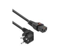 - Câble d'alimentation - power CEE 7/7 (M) incliné pour power IEC 60320 C13 verrouillage - CA 250 V - 10 A - 2 m - noir, RAL 9011 (pack de 5)