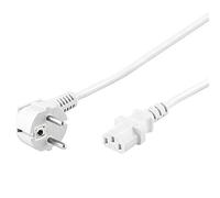 Câble d'alimentation PremiumCord 230 V 1 m, câble d'alimentation avec contact de protection incliné vers prise C13 pour appareils froids, IEC 320, câble d'alimentation PC à 3 broches, couleur blanche
