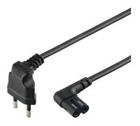 Goobay Câble d'alimentation 73020 – Fiche Euro vers prise double femelle C7, coudé, 3,0 m noir