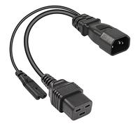 Câble d'alimentation répartiteur CERRXIAN 1FT C14 vers C7 + C19 Y, câble de Conversion AC IEC 320 C14 mâle vers C7 + C19 Femelle, pour Cordons d'alimentation de Centre de données