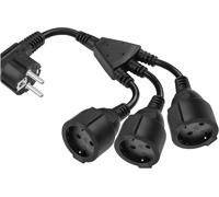 Câble d'alimentation répartiteur en Y EU Europe Schuko UPS PDU Y, IEC 320 CEE 7/7 mâle vers 3X ¿¿CEE 7/3 Europe Schuko Femelle câble d'extension Adaptateur 1 Pied (Black)