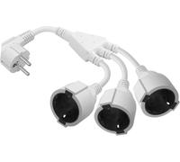 Câble d'alimentation répartiteur en Y EU Europe Schuko UPS PDU Y, IEC 320 CEE 7/7 mâle vers 3X CEE 7/3 Europe Schuko Femelle câble d'extension Adaptateur 1 Pied (White)