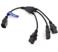 Câble d'alimentation répartiteur Y IEC 320 C14 mâle vers 3 x C13 femelle 0,3 m Noir pour ordinateurs, serveurs et équipements similaires