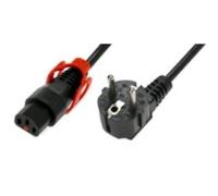 Câble d'alimentation Schuko angulaire/IEC C13 droit M/F 2m noir avec verrouillage IEC LOCK+