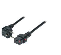IEC-LOCK Cordon d'alimentation CEE7/7 vers IEC C19 à verrouillage noir - 2,0 m