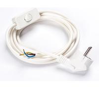 Câble d'alimentation Schuko mâle à extrémité ouverte avec interrupteur à cordon Câble Interrupteur Connexion Câble d'alimentation (3,1m, blanc)
