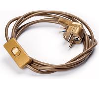 Câble d'alimentation Schuko mâle à ouvert avec interrupteur à cordon Câble Interrupteur Connexion Câble d'alimentation (3,1m, or)