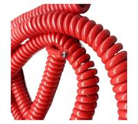 Câble d'alimentation secteur spiralé, câble à ressort flexible, 13 AWG, 3 conducteurs, fil à ressort carré de 2,5 mm, rouge(Stretch 5 Meters)