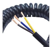 Câble d'alimentation spiralé à ressort 3 conducteurs 0,5 mm², extensible 2,5/5/7,5 m, noir, 1 pièce(3 Core 20awg,Line length 2.5m)