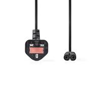 Câble d'alimentation | UK Male | IEC-320-C7 | 2.00 m | Oui | 2 x 0.75 mm² | Cuivre | Rond | Plaqué Nickel | UK | PVC | Fiche d'alimentation: UK/Type G | 250 V AC | 3 A | Noir