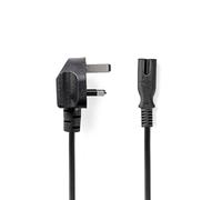 Câble d'alimentation UK | UK mâle | IEC-320-C7 | 5.00 m | Oui | 2x 0.75 mm² | Cuivre | Rond | Nickelé | UK | PVC | Connecteur d'alimentation : UK / Type G | 250 V AC | 3 A | Noir